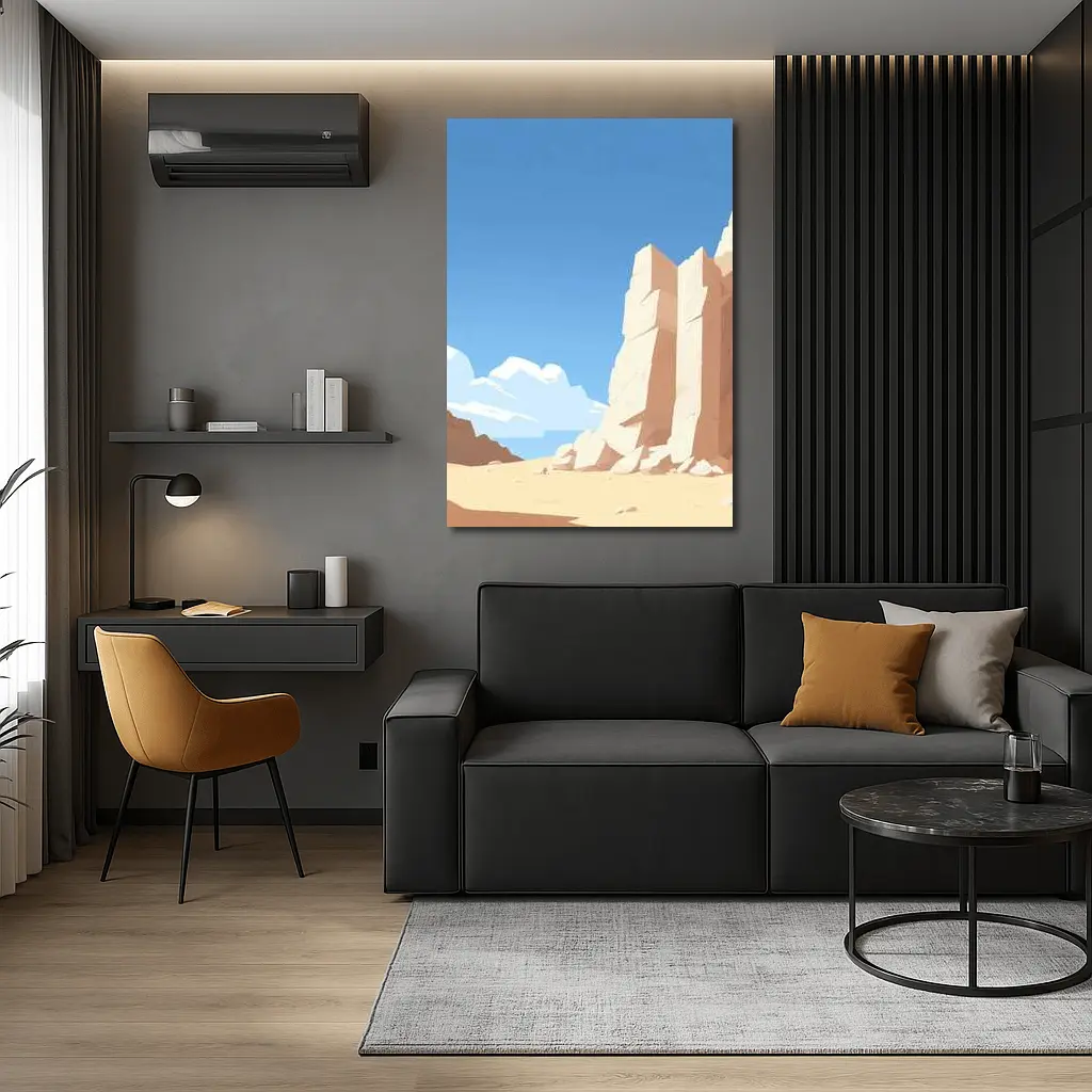 Flat Style Desert Canyon Rock Formation Art – Wall Art