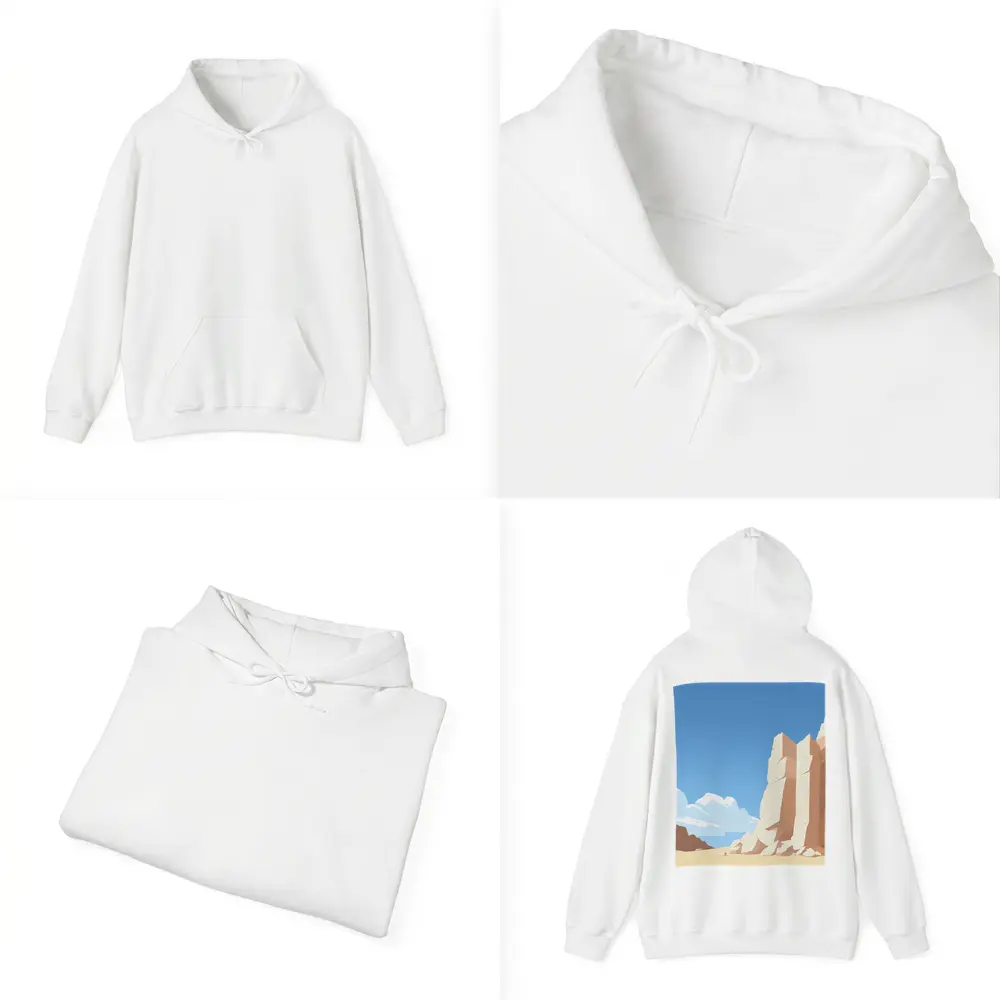 Flat Style Desert Canyon Rock Formation Art – Hoodies