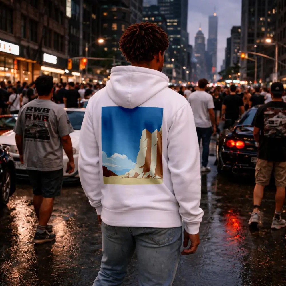 Flat Style Desert Canyon Rock Formation Art – Hoodies