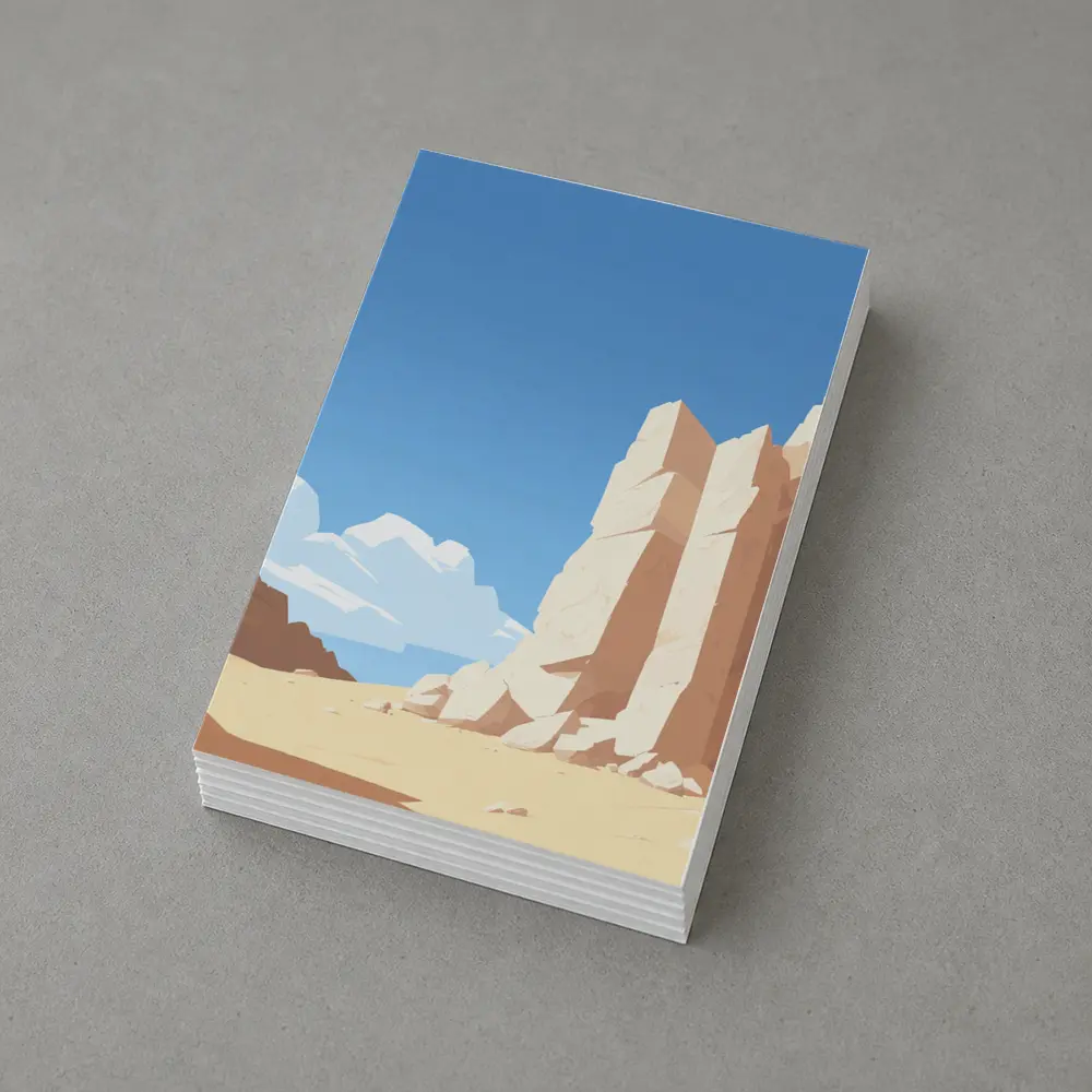 Flat Style Desert Canyon Rock Formation Art – Postcards