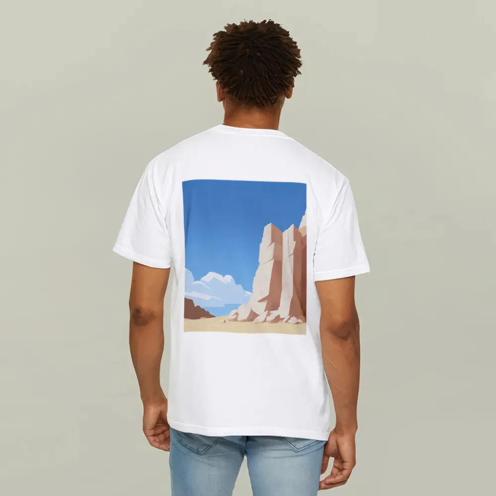 Flat Style Desert Canyon Rock Formation Art – T-Shirts