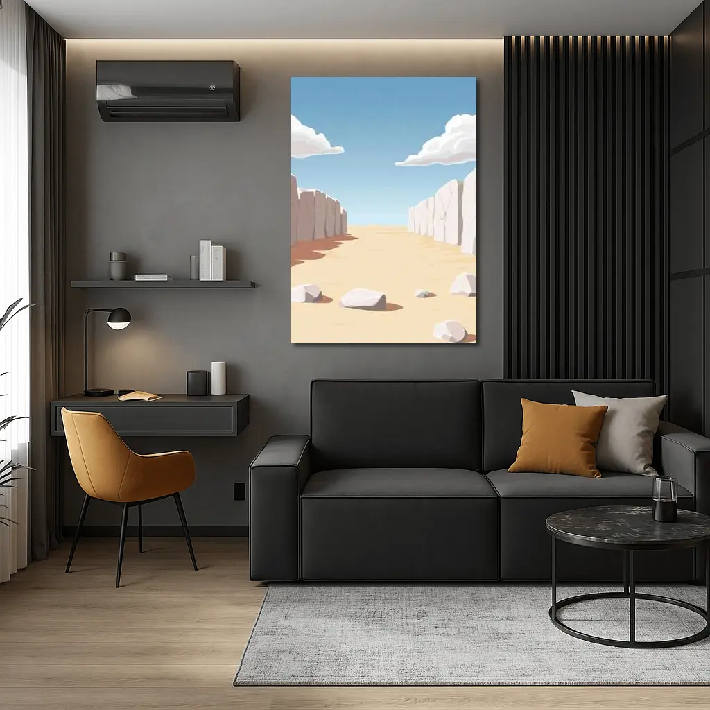 Desert Canyon Illustration With Blue Sky – Wall Art