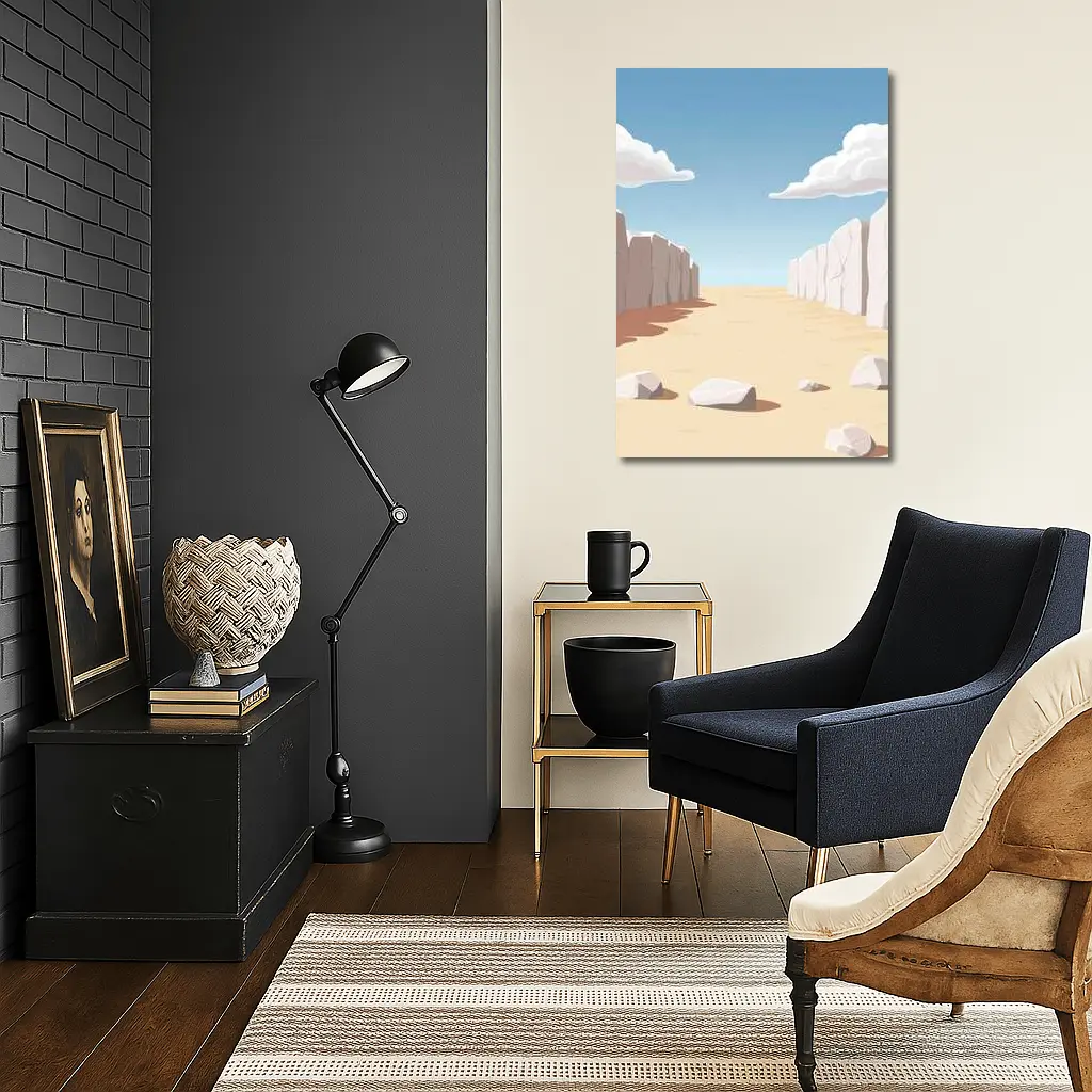 Desert Canyon Illustration With Blue Sky – Wall Art