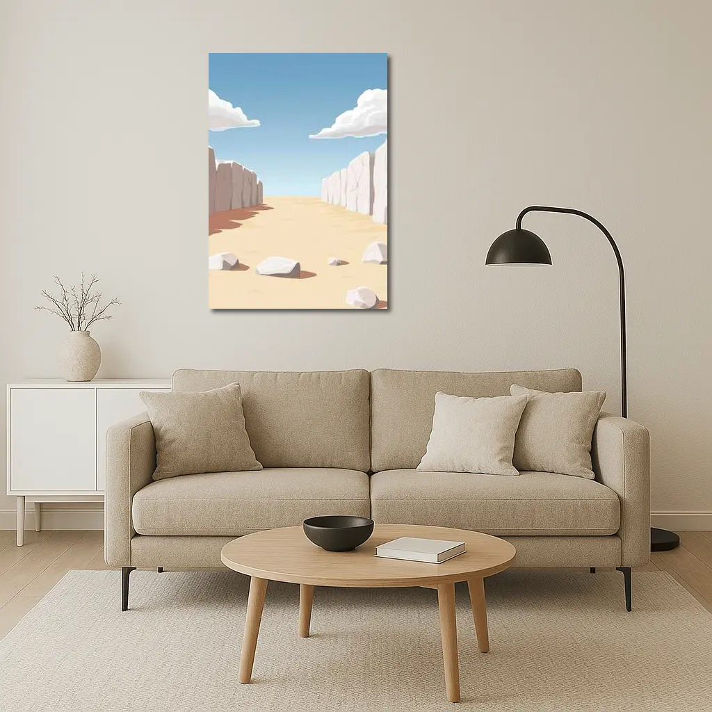 Desert Canyon Illustration With Blue Sky – Wall Art