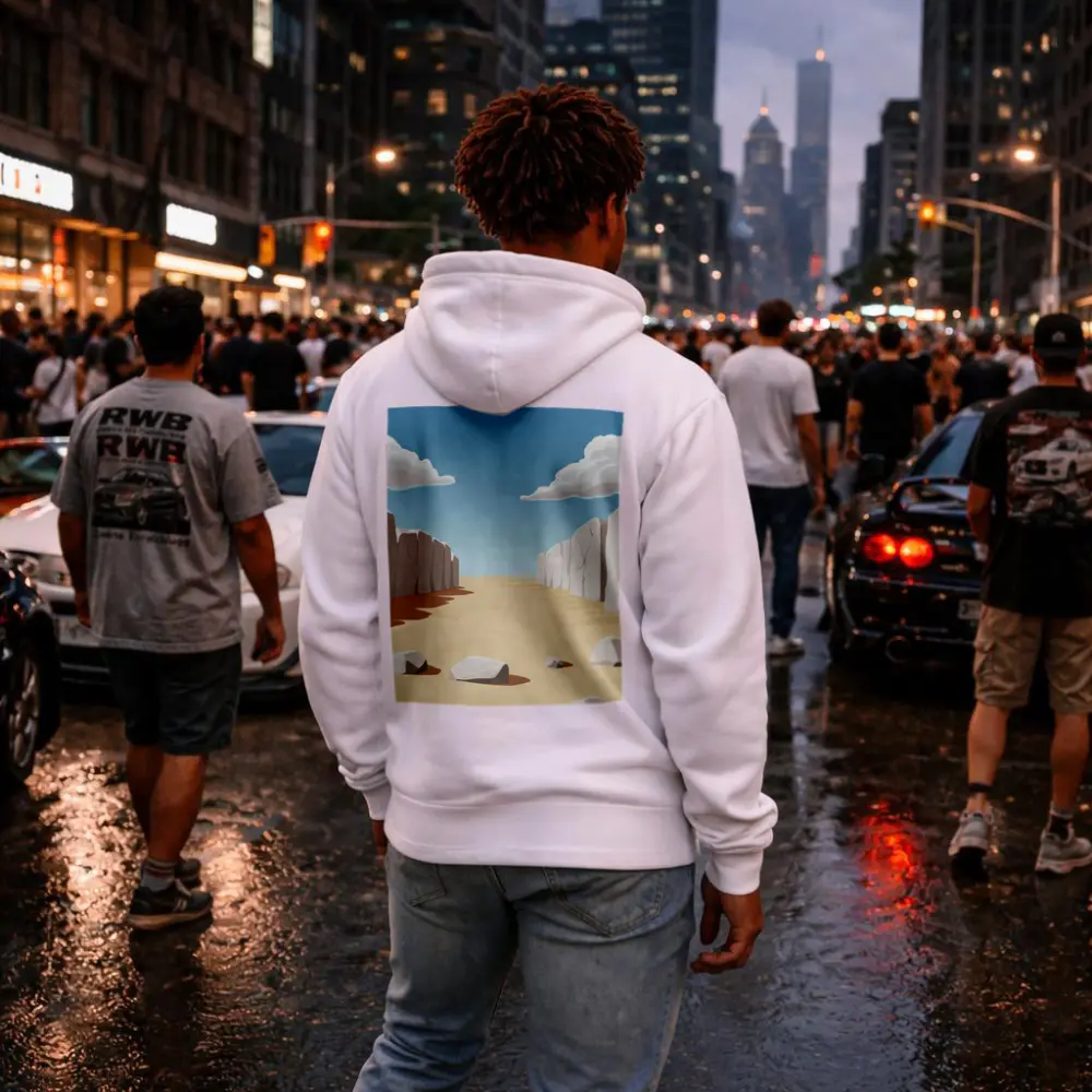 Desert Canyon Illustration With Blue Sky – Hoodies