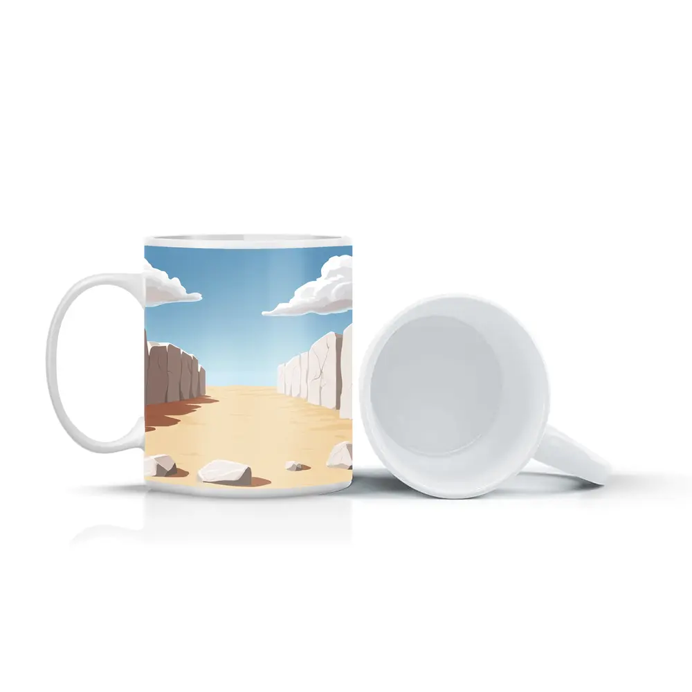 Desert Canyon Illustration With Blue Sky – Mugs