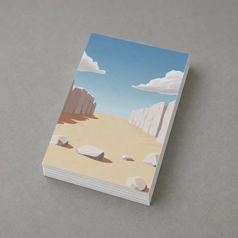 Desert Canyon Illustration With Blue Sky – Postcards