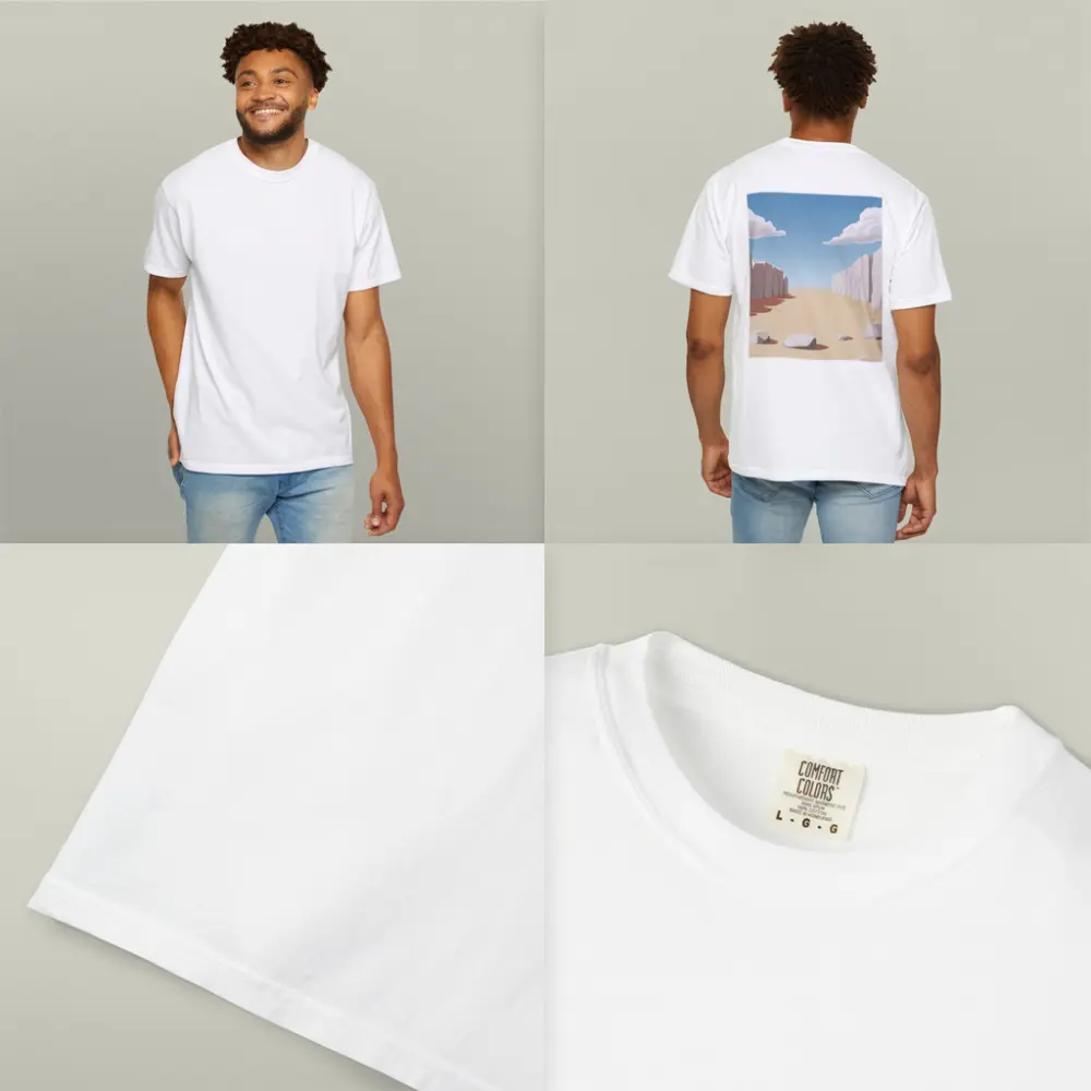Desert Canyon Illustration With Blue Sky – T-Shirts