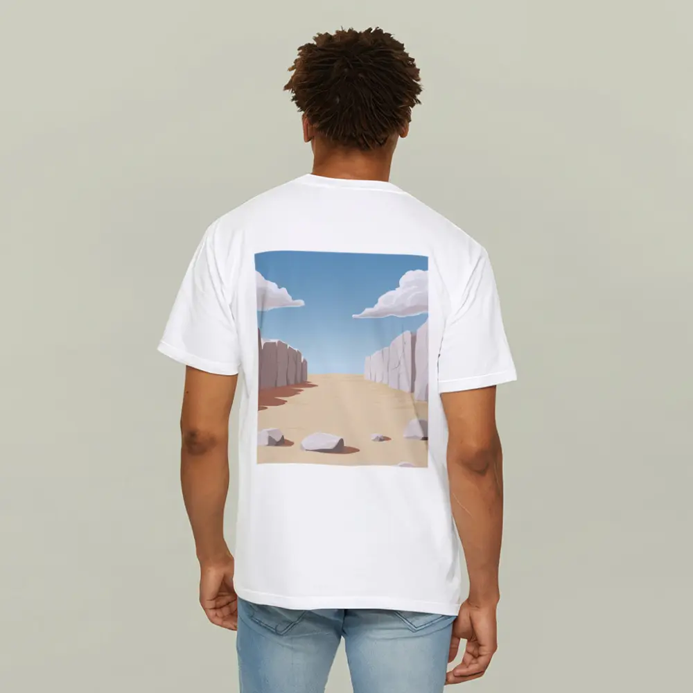 Desert Canyon Illustration With Blue Sky – T-Shirts