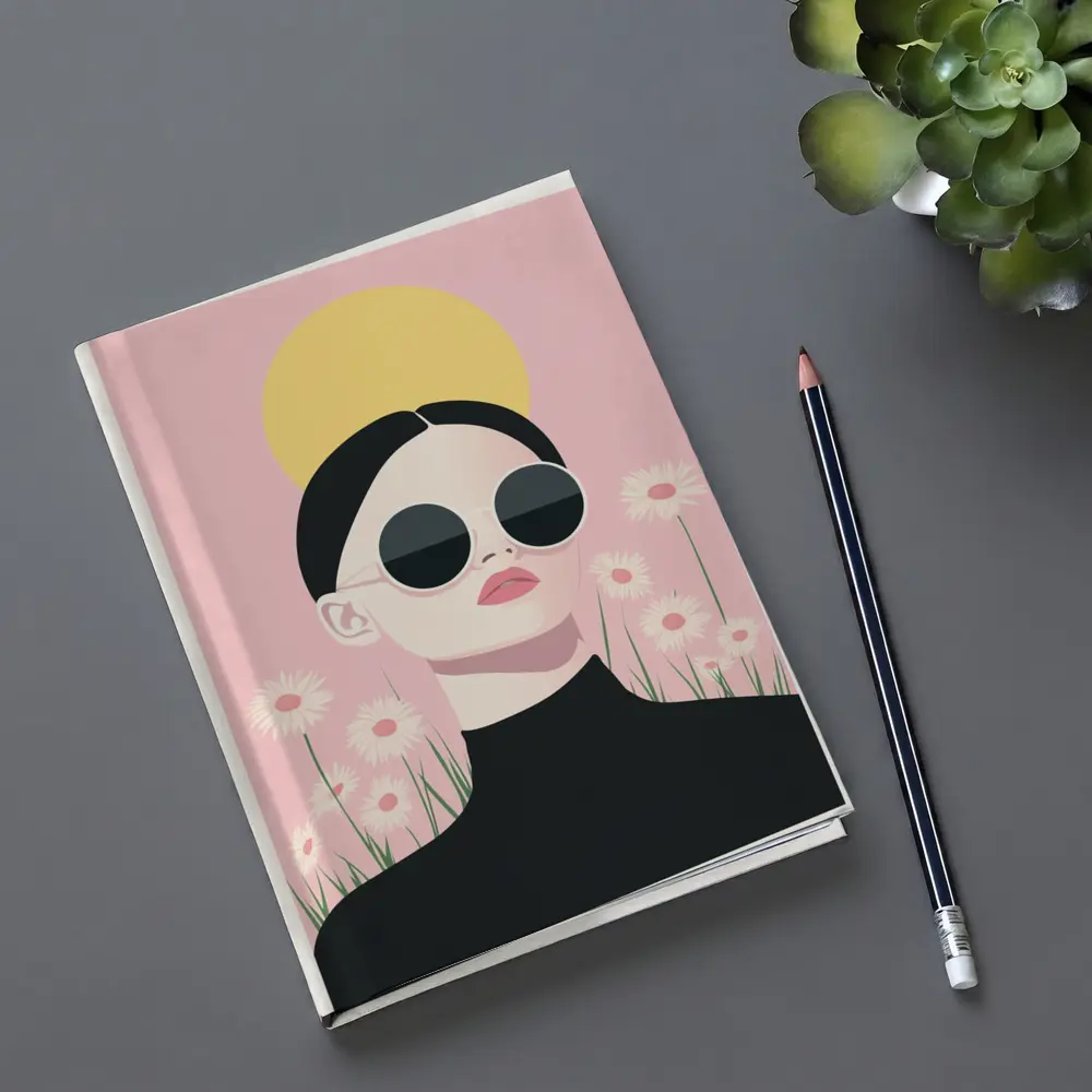 Woman Sunglasses Daisies Yellow Sun Pink – Notebooks