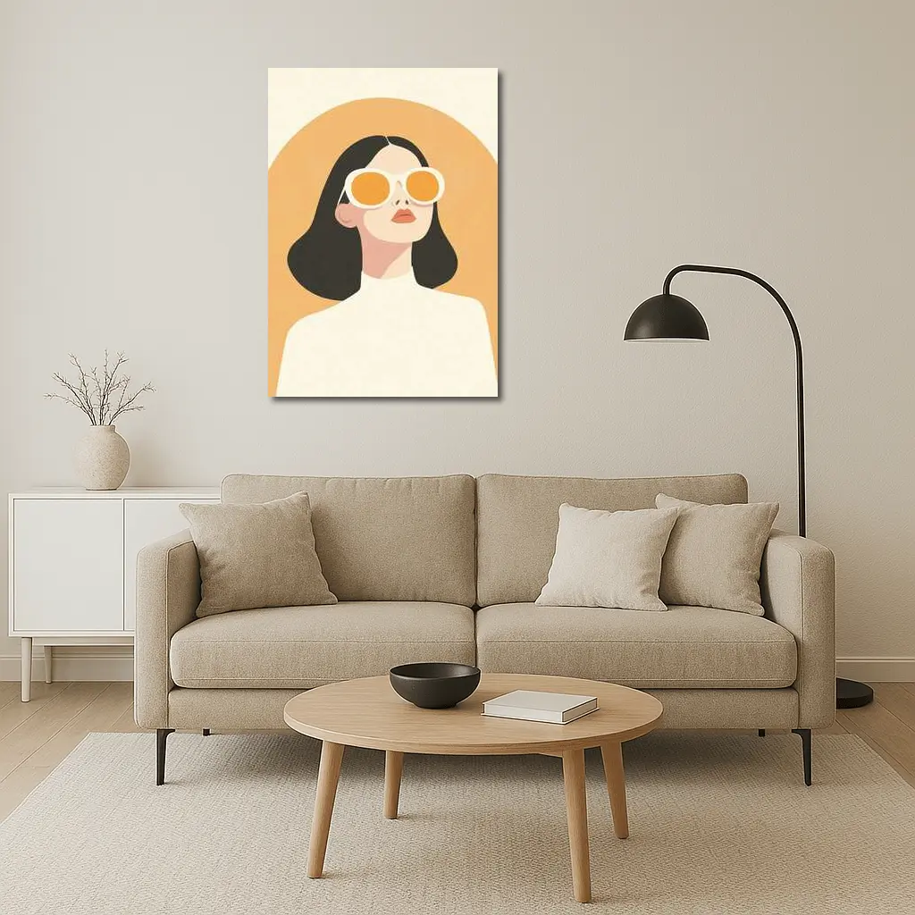 Minimalist Woman Portrait Orange Sunglasses Art – Wall Art