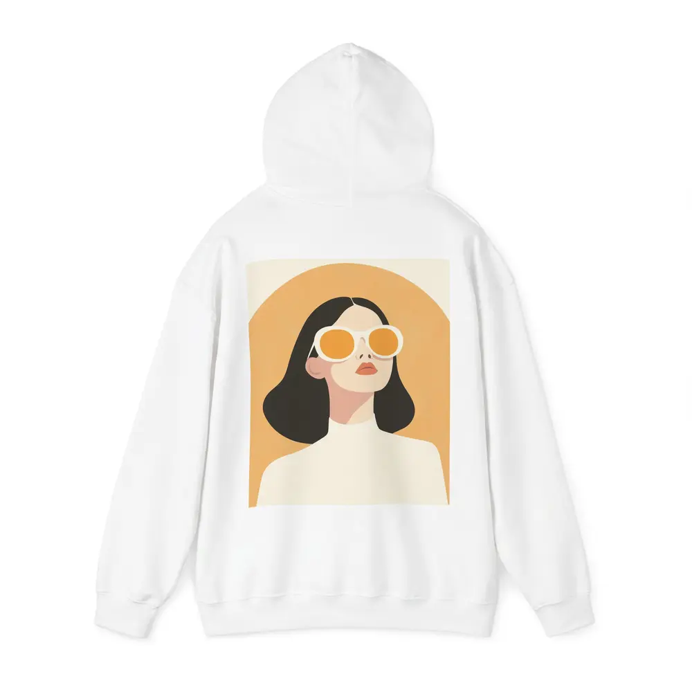 Minimalist Woman Portrait Orange Sunglasses Art – Hoodies