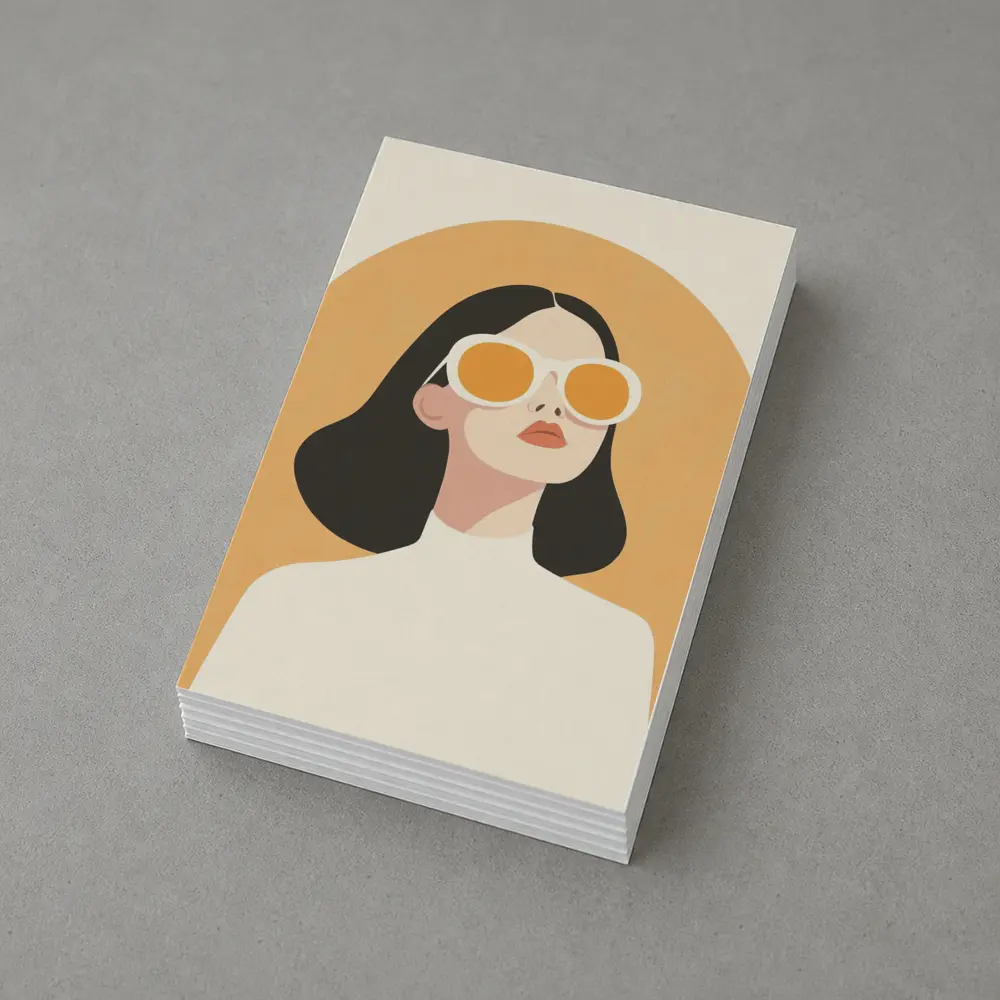 Minimalist Woman Portrait Orange Sunglasses Art – Postcards