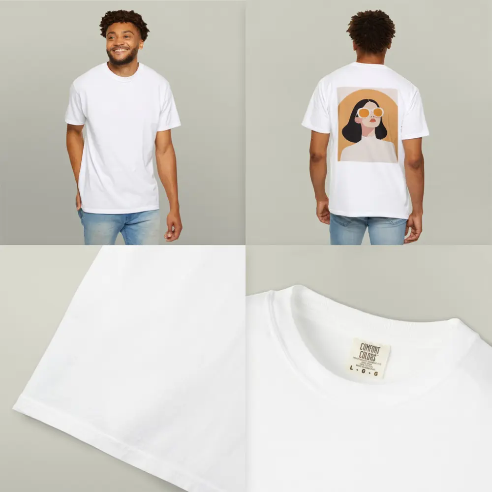 Minimalist Woman Portrait Orange Sunglasses Art – T-Shirts
