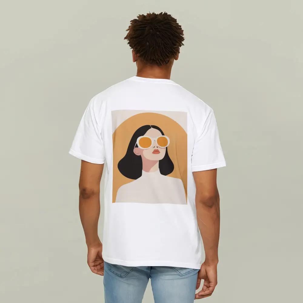 Minimalist Woman Portrait Orange Sunglasses Art – T-Shirts