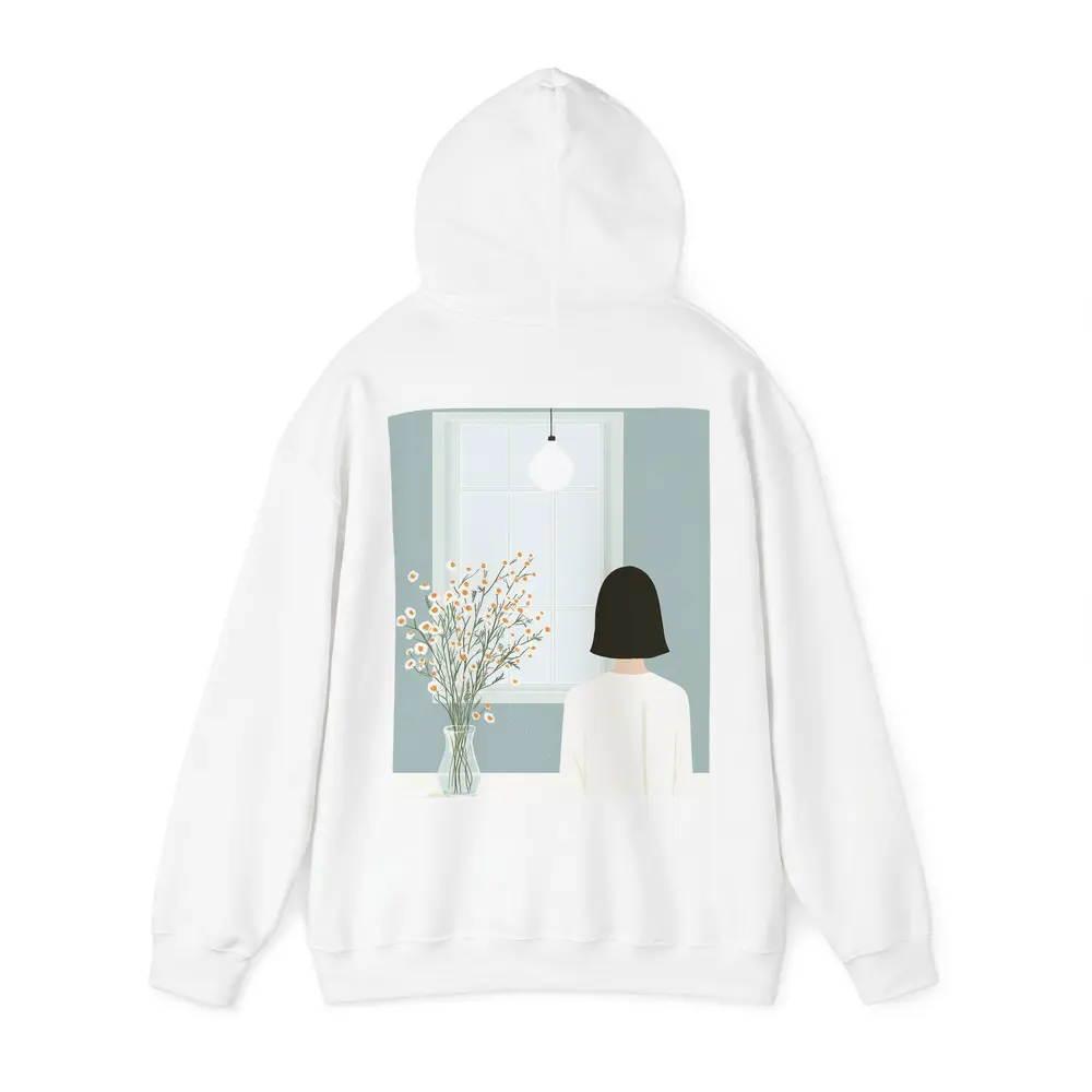 Woman By Window Daisy Flowers Illustration – Hoodies