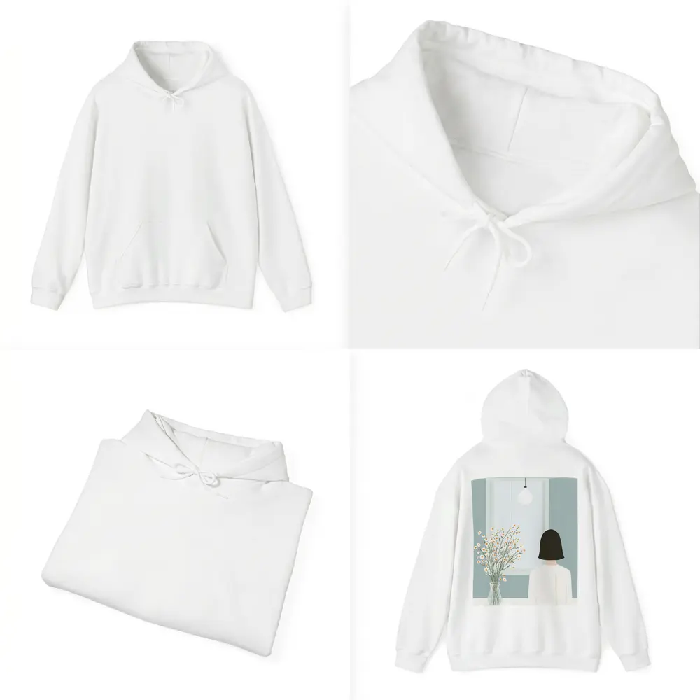 Woman By Window Daisy Flowers Illustration – Hoodies