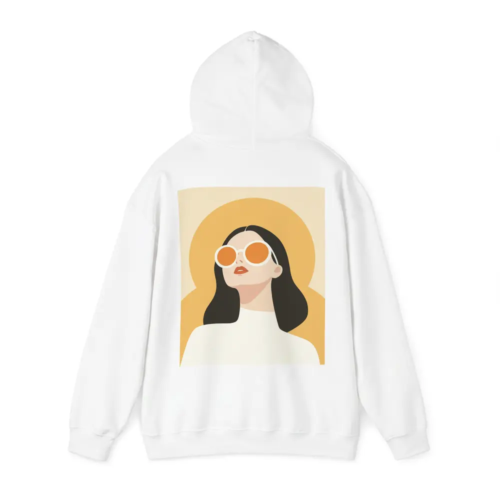 Retro Woman Sunglasses Yellow Sun Background – Hoodies