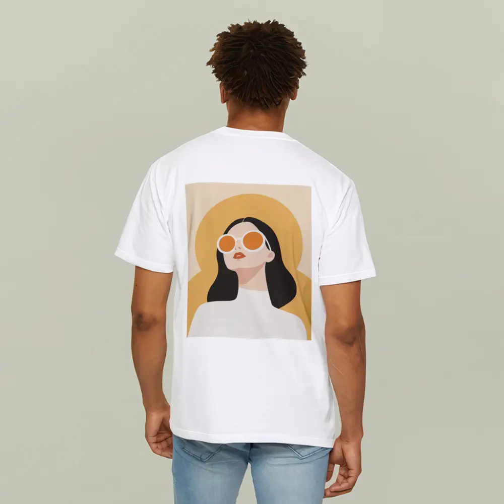 Retro Woman Sunglasses Yellow Sun Background – T-Shirts