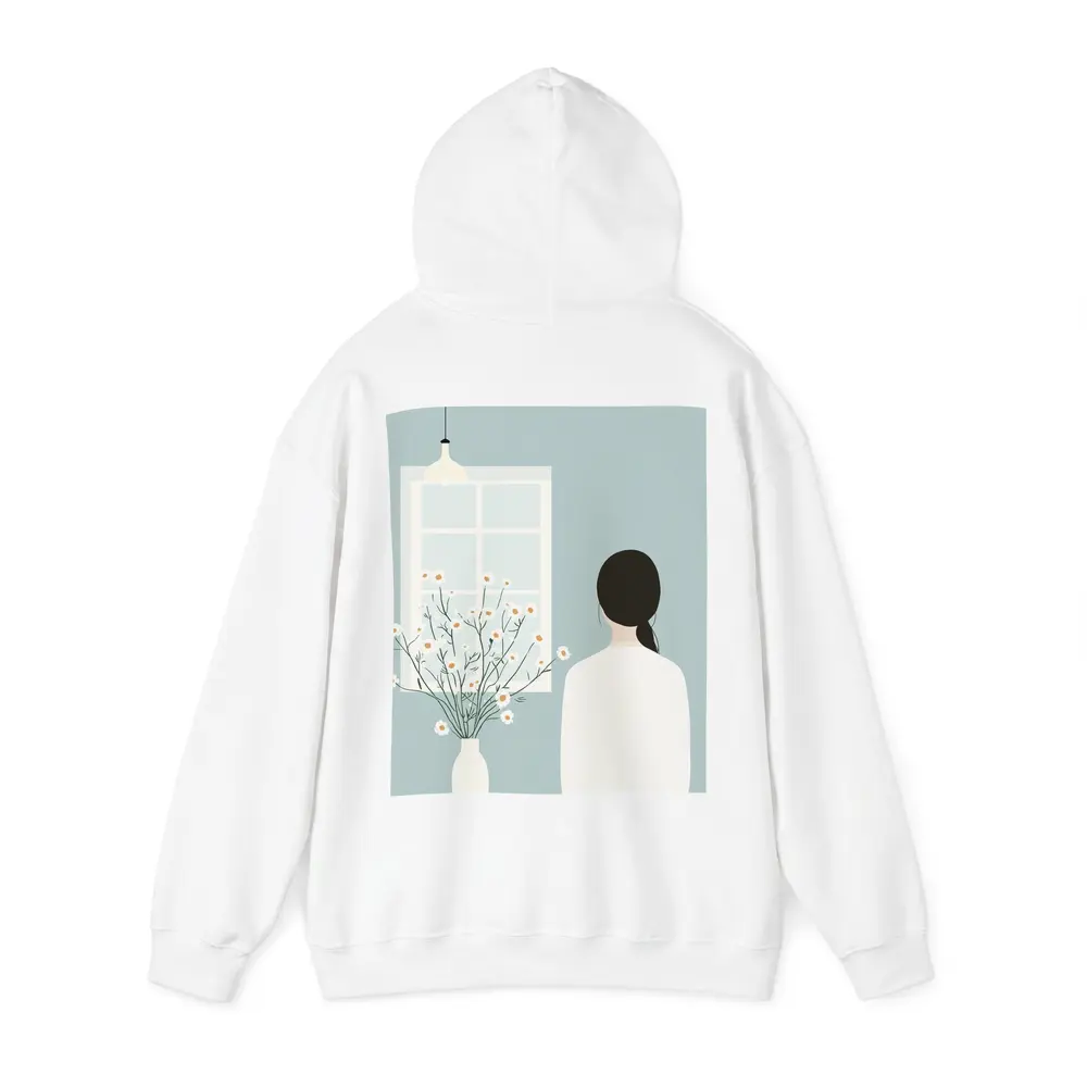 Woman by Window with Daisy Flowers Illustration – Hoodies