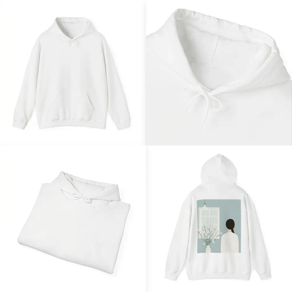 Woman by Window with Daisy Flowers Illustration – Hoodies