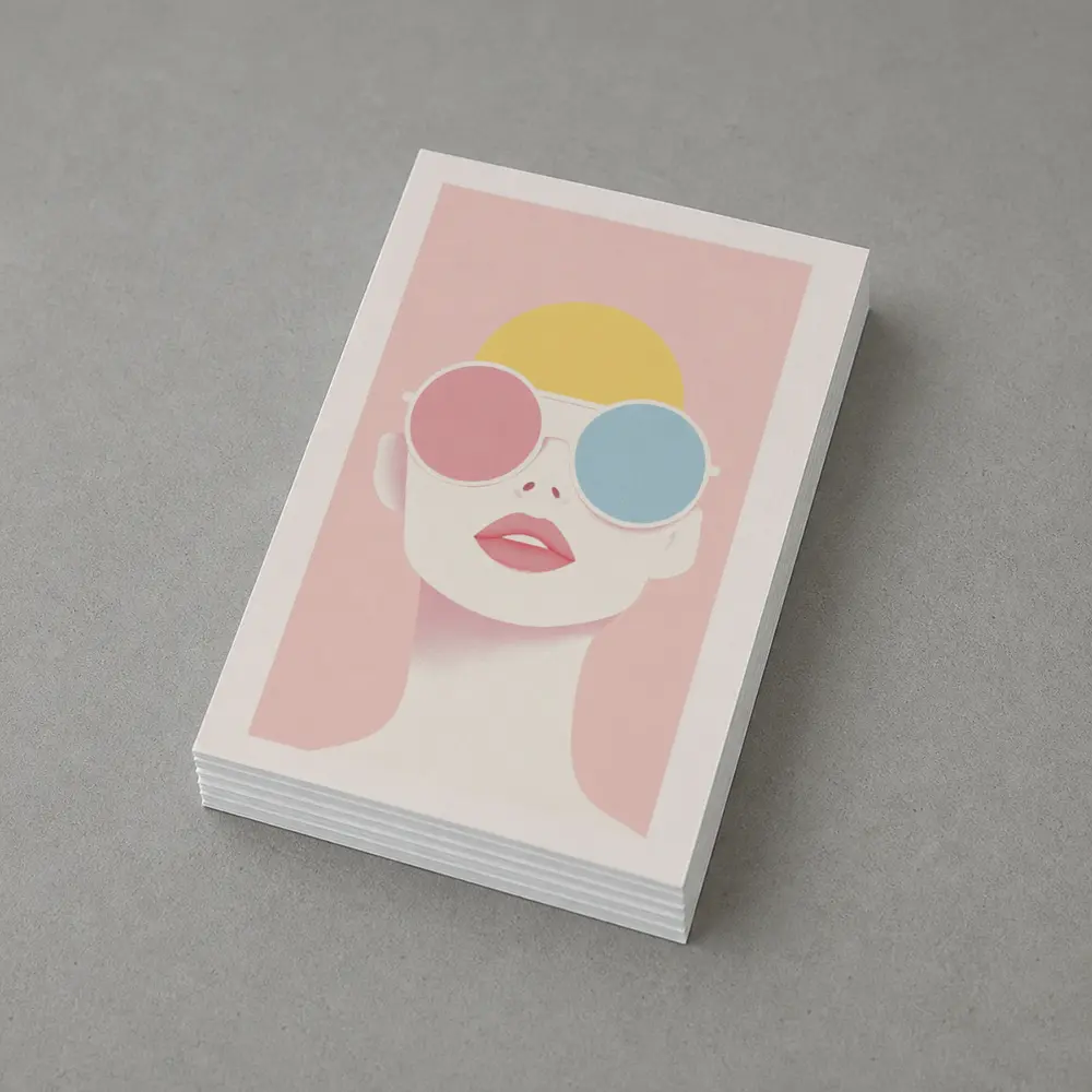 Minimalist Woman Portrait Oversized Sunglasses Pink – Postcards