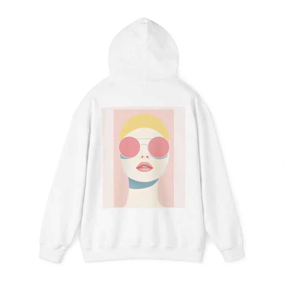 Minimalist Woman Portrait Pink Sunglasses Pastel – Hoodies
