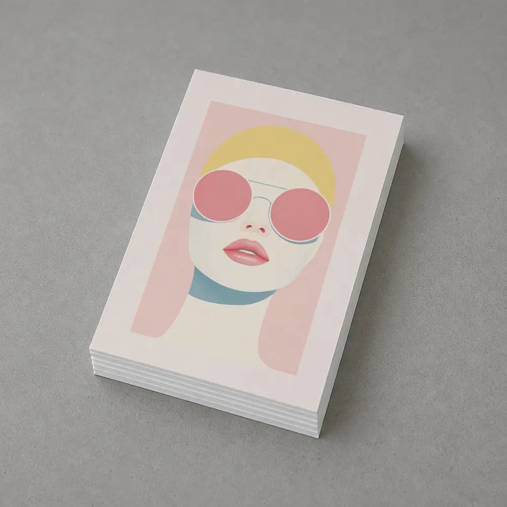Minimalist Woman Portrait Pink Sunglasses Pastel – Postcards