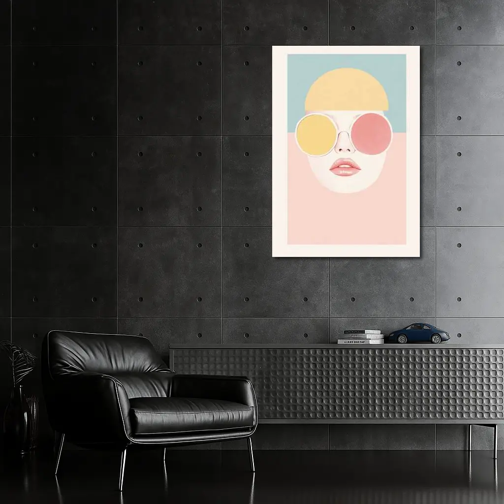 Pastel Fashion Woman Face With Sunglasses – Wall Art