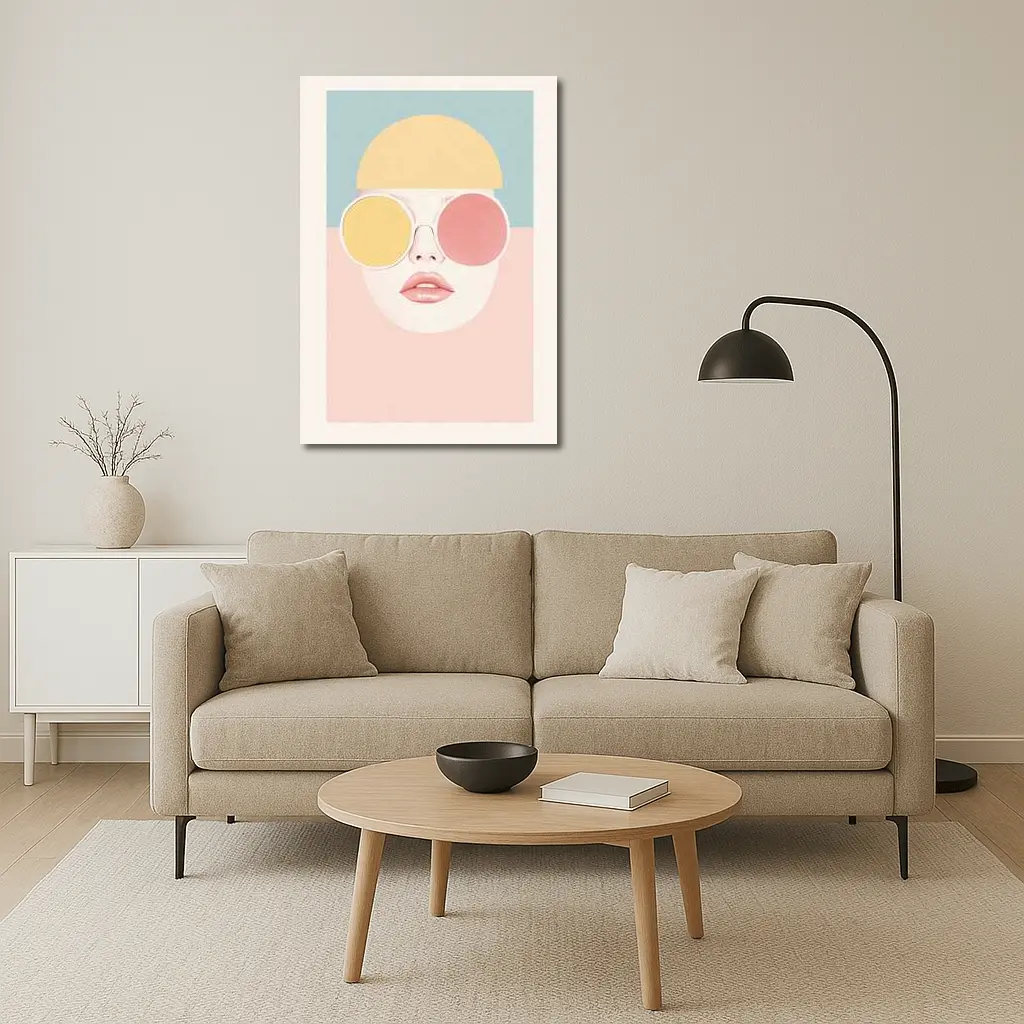 Pastel Fashion Woman Face With Sunglasses – Wall Art