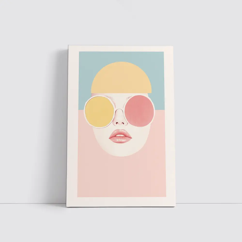 Pastel Fashion Woman Face With Sunglasses – Wall Art
