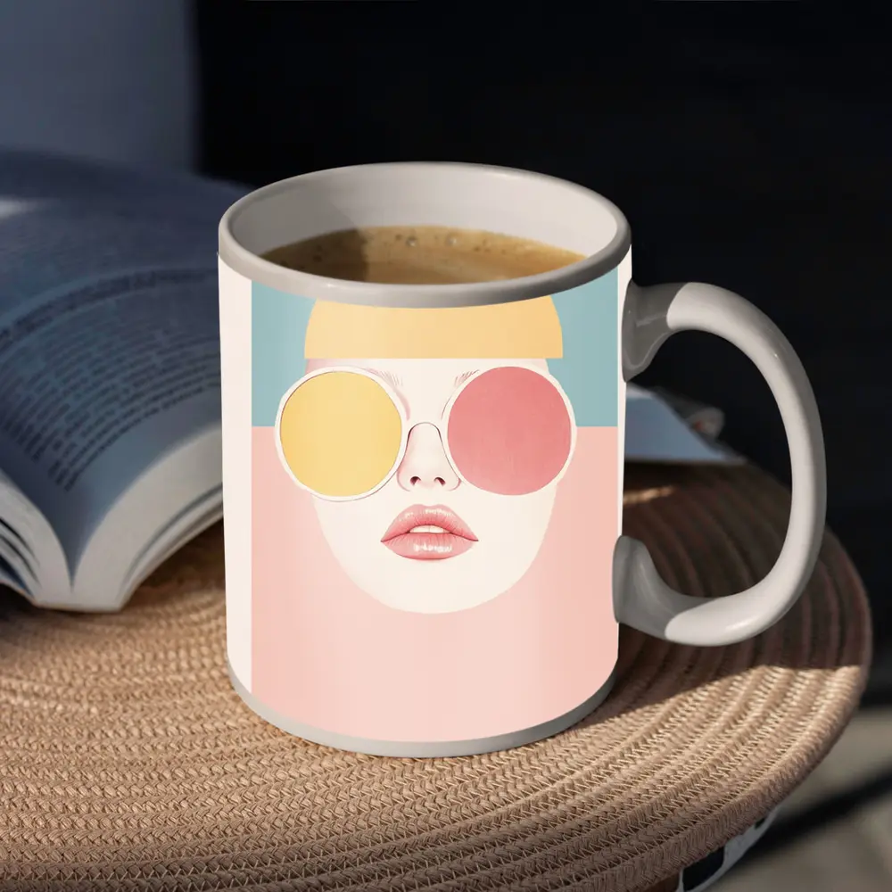 Pastel Fashion Woman Face With Sunglasses – Mugs