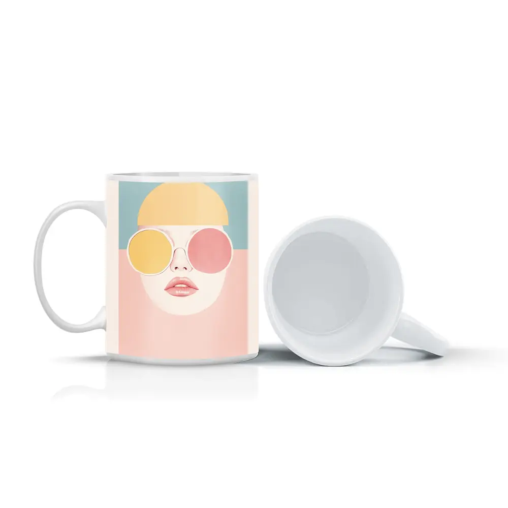 Pastel Fashion Woman Face With Sunglasses – Mugs