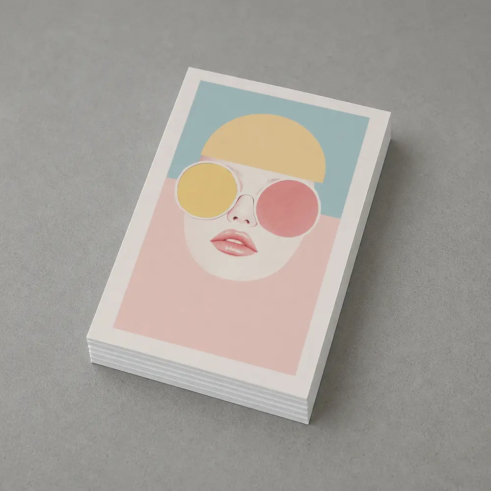 Pastel Fashion Woman Face With Sunglasses – Postcards