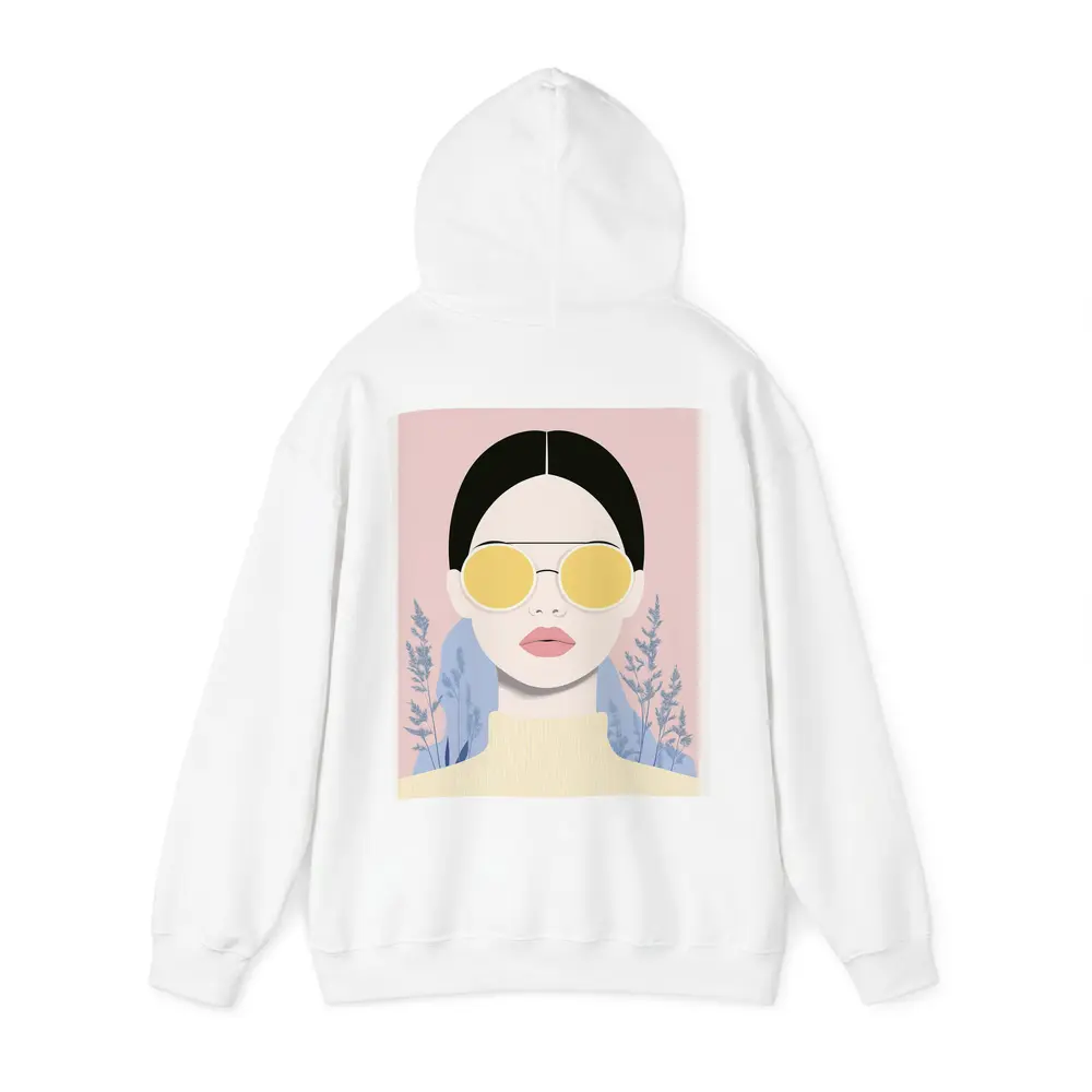 Fashion Woman Yellow Sunglasses Pink Floral Background – Hoodies