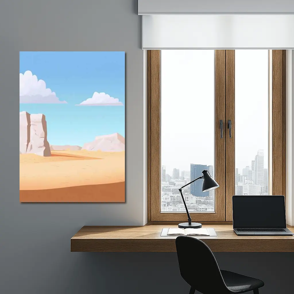 Desert Canyon Flat Design Illustration Art – Wall Art