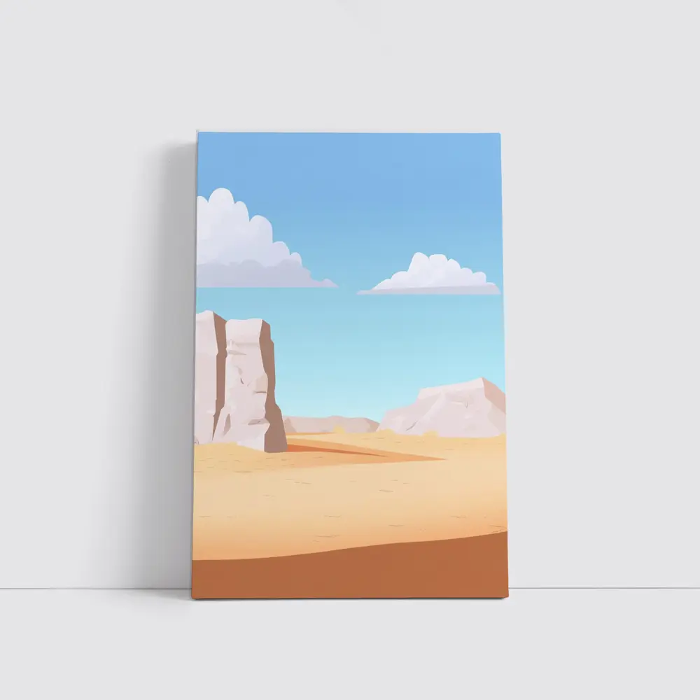Desert Canyon Flat Design Illustration Art – Wall Art