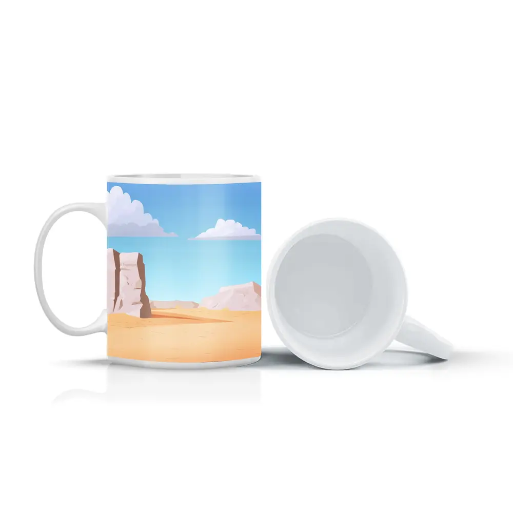 Desert Canyon Flat Design Illustration Art – Mugs