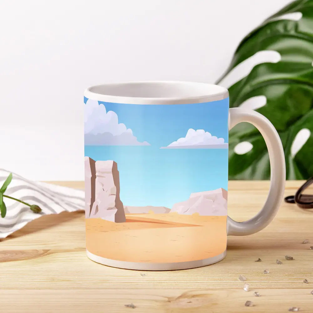 Desert Canyon Flat Design Illustration Art – Mugs