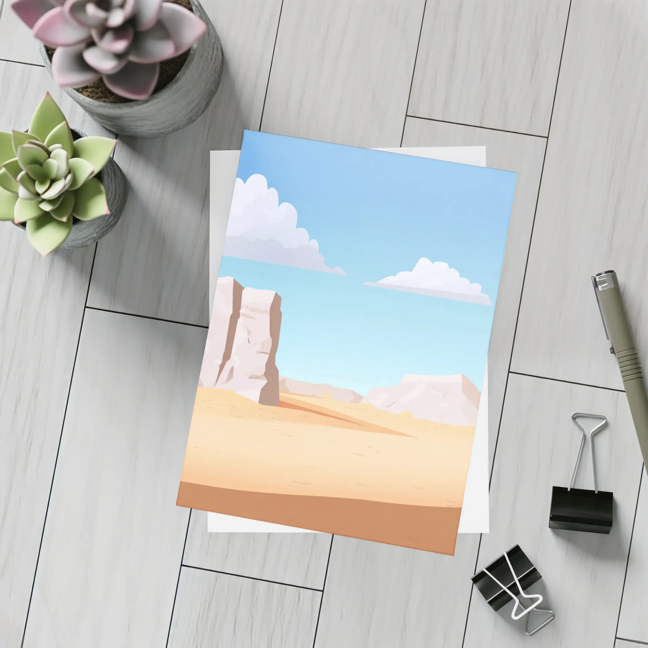 Desert Canyon Flat Design Illustration Art – Postcards