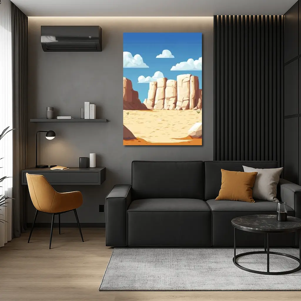 Desert Canyon Rocks Blue Sky Illustration – Wall Art