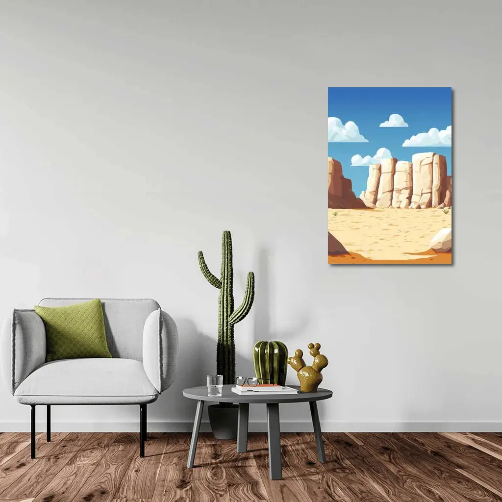 Desert Canyon Rocks Blue Sky Illustration – Wall Art