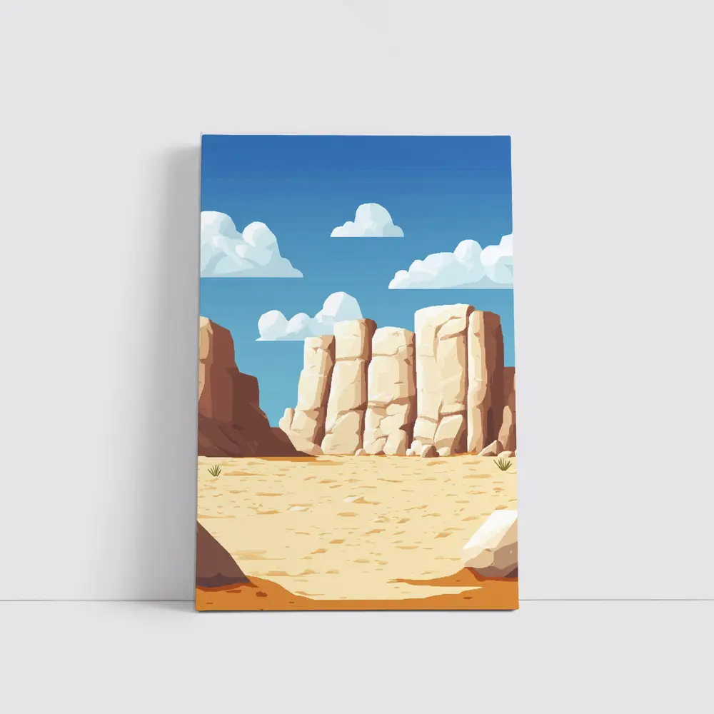 Desert Canyon Rocks Blue Sky Illustration – Wall Art