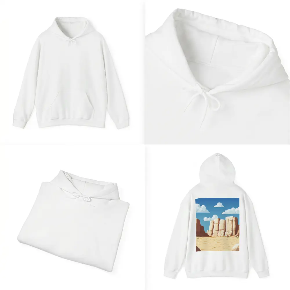 Desert Canyon Rocks Blue Sky Illustration – Hoodies