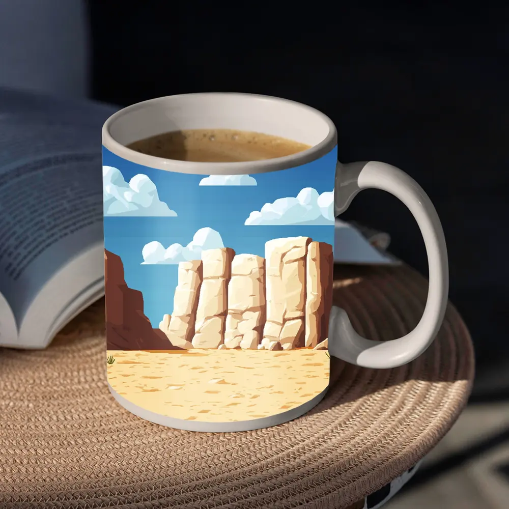 Desert Canyon Rocks Blue Sky Illustration – Mugs
