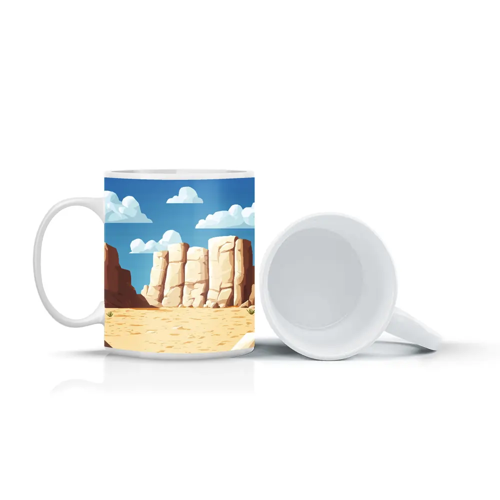 Desert Canyon Rocks Blue Sky Illustration – Mugs