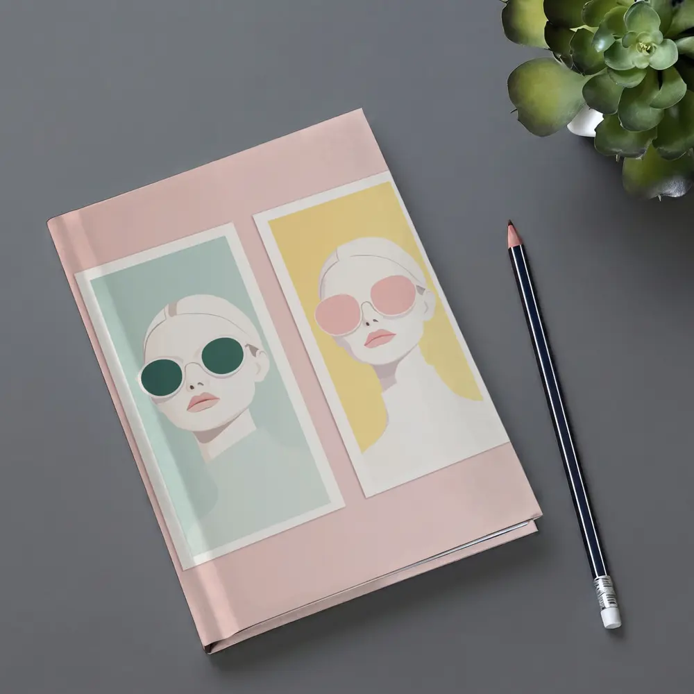Minimalist Fashion Women Sunglasses Pastel Portrait – Notebooks