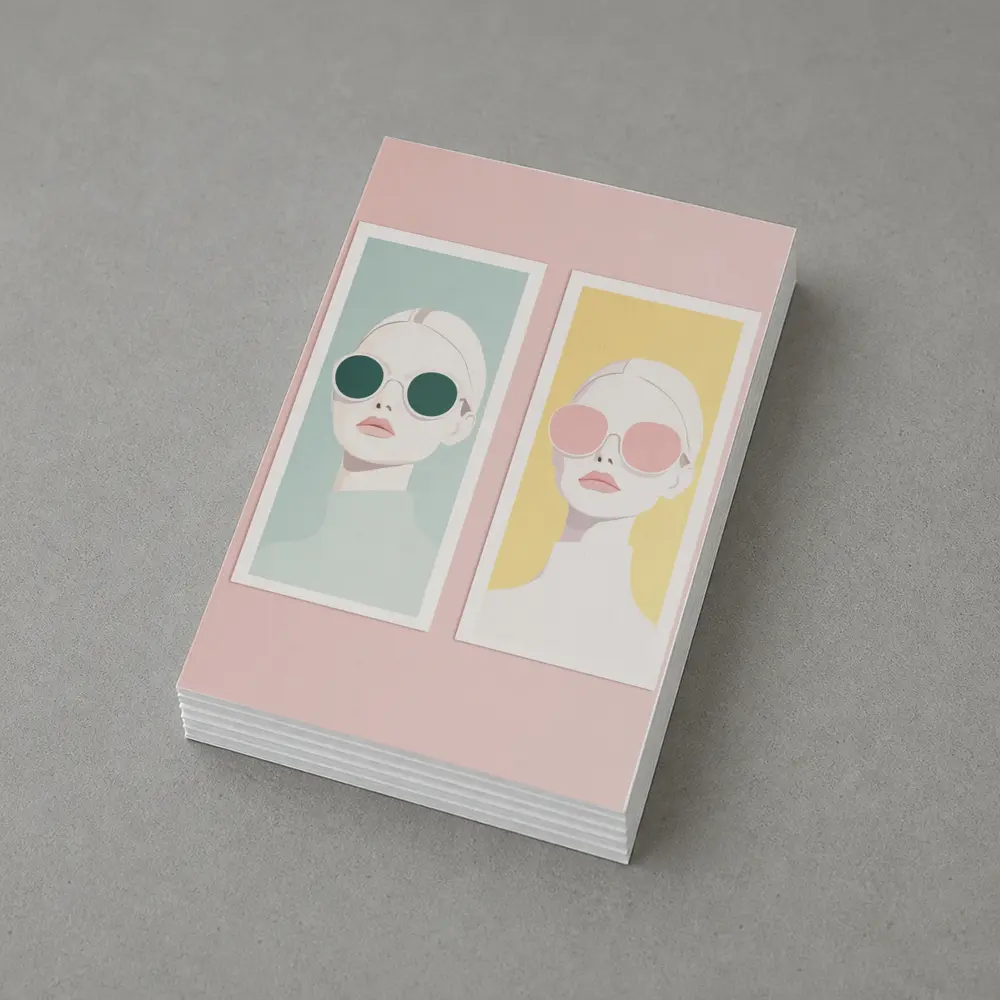 Minimalist Fashion Women Sunglasses Pastel Portrait – Postcards