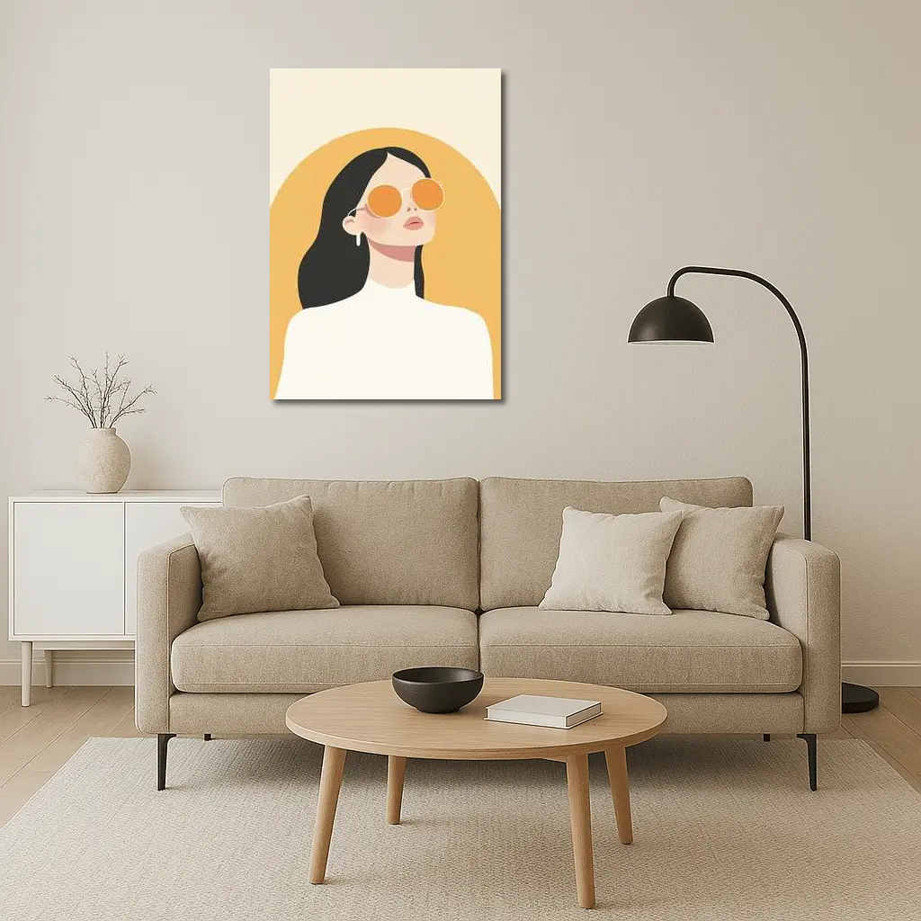Minimalist Woman Portrait Yellow Arch Background – Wall Art