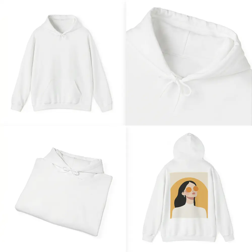 Minimalist Woman Portrait Yellow Arch Background – Hoodies